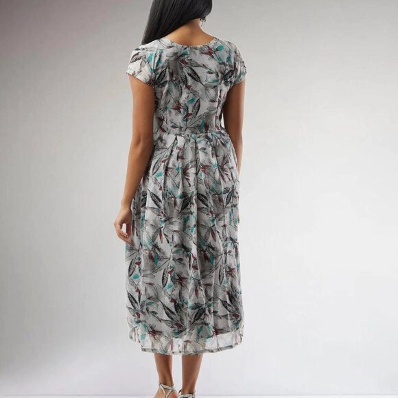 Grey Printed Chiffon Knee-Length Dress | Muvvas Boutique - Picture 5 of 5